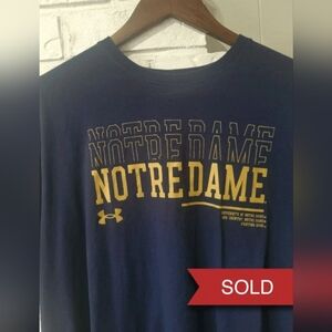 Under Armour Blue and Yellow Notre Dame Short Sleeve Tee